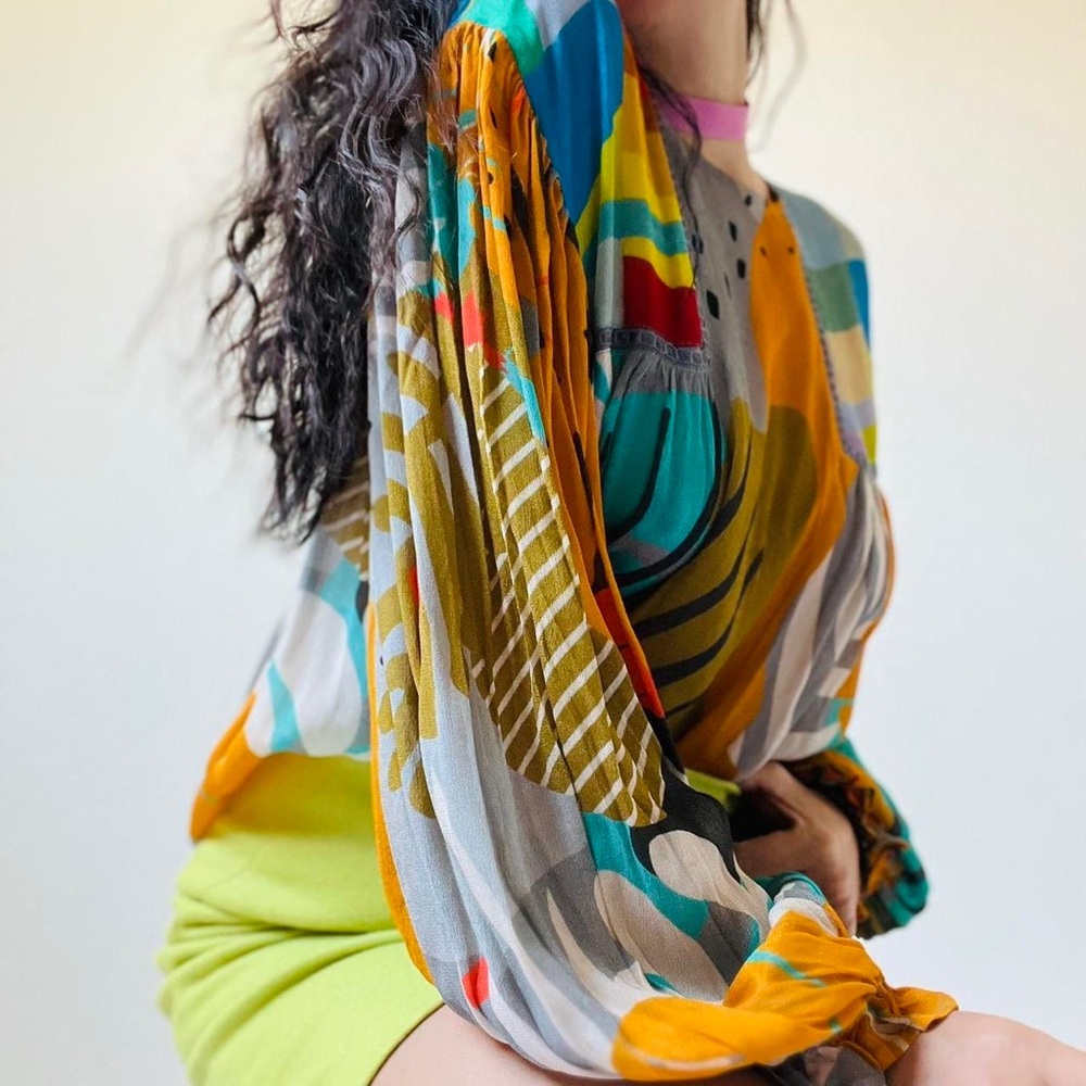 BI-nk London Miranda Peasant Artsy Blouse PM